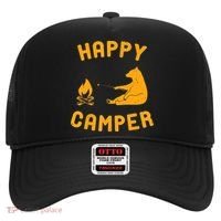 Funny Happy Camper Gift With Bear And Bonfire Gift Hat thumb 0