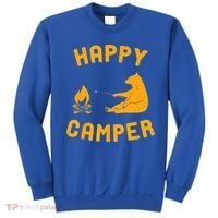 Funny Happy Camper Gift With Bear And Bonfire Gift Sweatshirt thumb 0