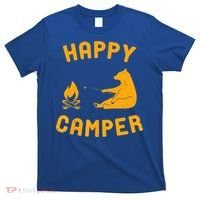 Funny Happy Camper Gift With Bear And Bonfire Gift T-Shirt thumb 0