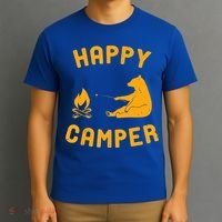 Funny Happy Camper Gift With Bear And Bonfire Gift T-Shirt thumb 3