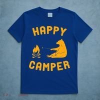 Funny Happy Camper Gift With Bear And Bonfire Gift T-Shirt thumb 5