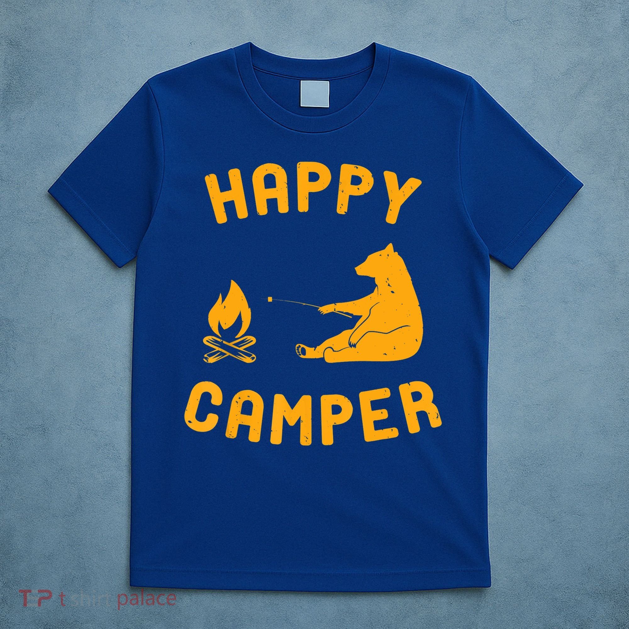 Funny Happy Camper Gift With Bear And Bonfire Gift T-Shirt