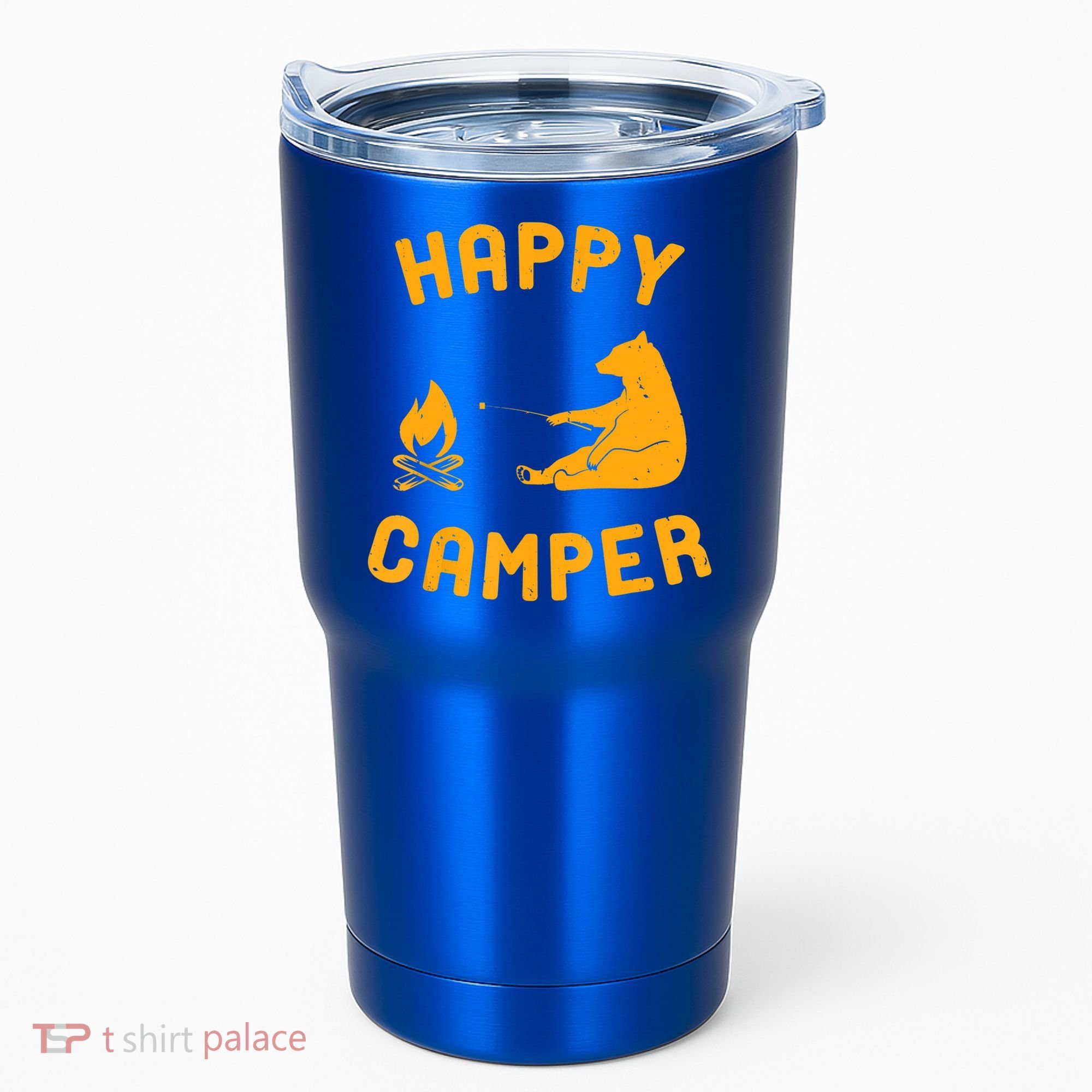 Funny Happy Camper Gift With Bear And Bonfire Gift Tumbler