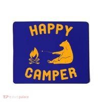 Funny Happy Camper Gift With Bear And Bonfire Gift Mousepad thumb 0