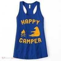 Funny Happy Camper Gift With Bear And Bonfire Gift Women's Tank Top thumb 0