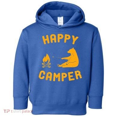 Funny Happy Camper Gift With Bear And Bonfire Gift Toddler Hoodie