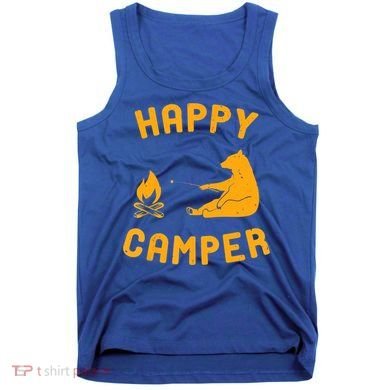 Funny Happy Camper Gift With Bear And Bonfire Gift Tank Top