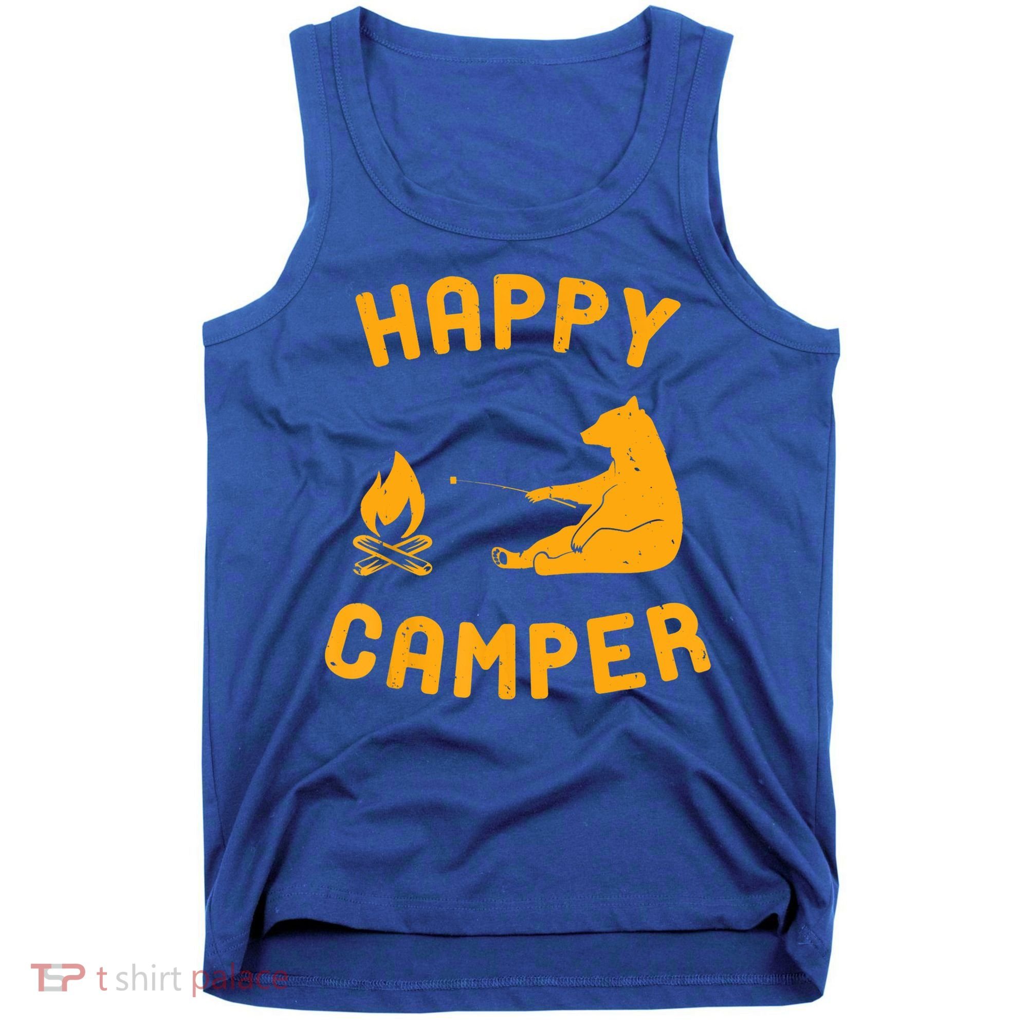Funny Happy Camper Gift With Bear And Bonfire Gift Tank Top