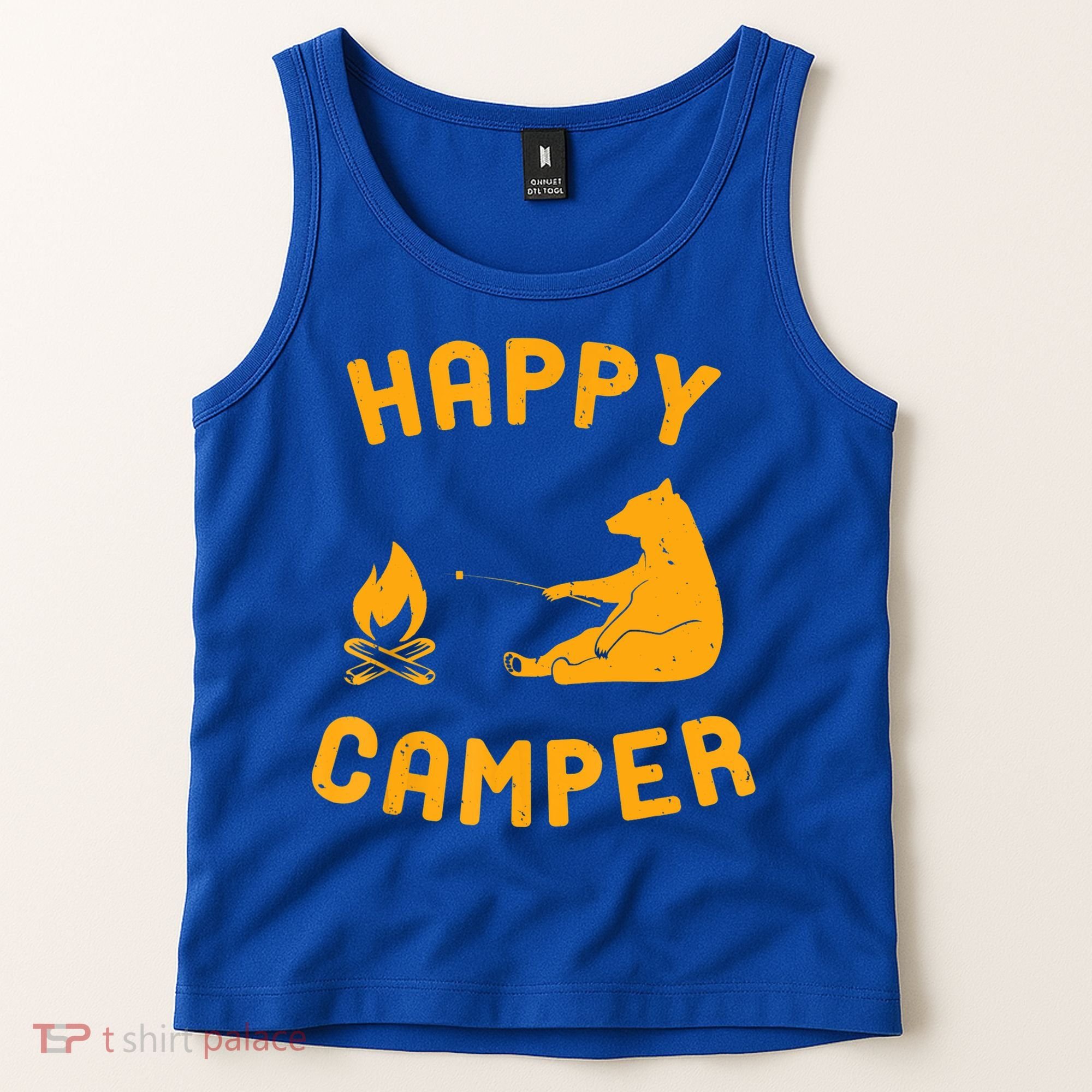 Funny Happy Camper Gift With Bear And Bonfire Gift Tank Top