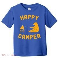 Funny Happy Camper Gift With Bear And Bonfire Gift Toddler T-Shirt thumb 0