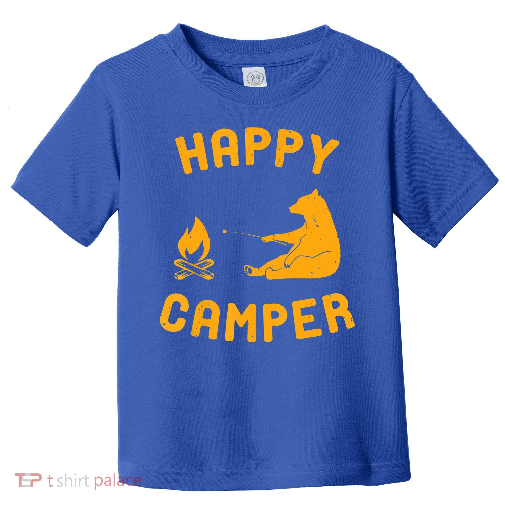 Funny Happy Camper Gift With Bear And Bonfire Gift Toddler T-Shirt