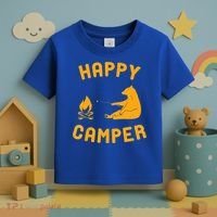 Funny Happy Camper Gift With Bear And Bonfire Gift Toddler T-Shirt thumb 3