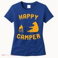 Funny Happy Camper Gift With Bear And Bonfire Gift Women's T-Shirt thumb 0