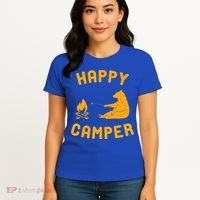 Funny Happy Camper Gift With Bear And Bonfire Gift Women's T-Shirt thumb 4