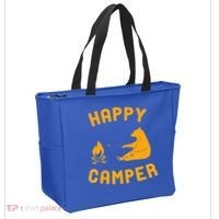 Funny Happy Camper Gift With Bear And Bonfire Gift Tote Bag thumb 2