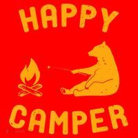 Funny Happy Camper Gift With Bear And Bonfire Gift Santa Hat thumb 1