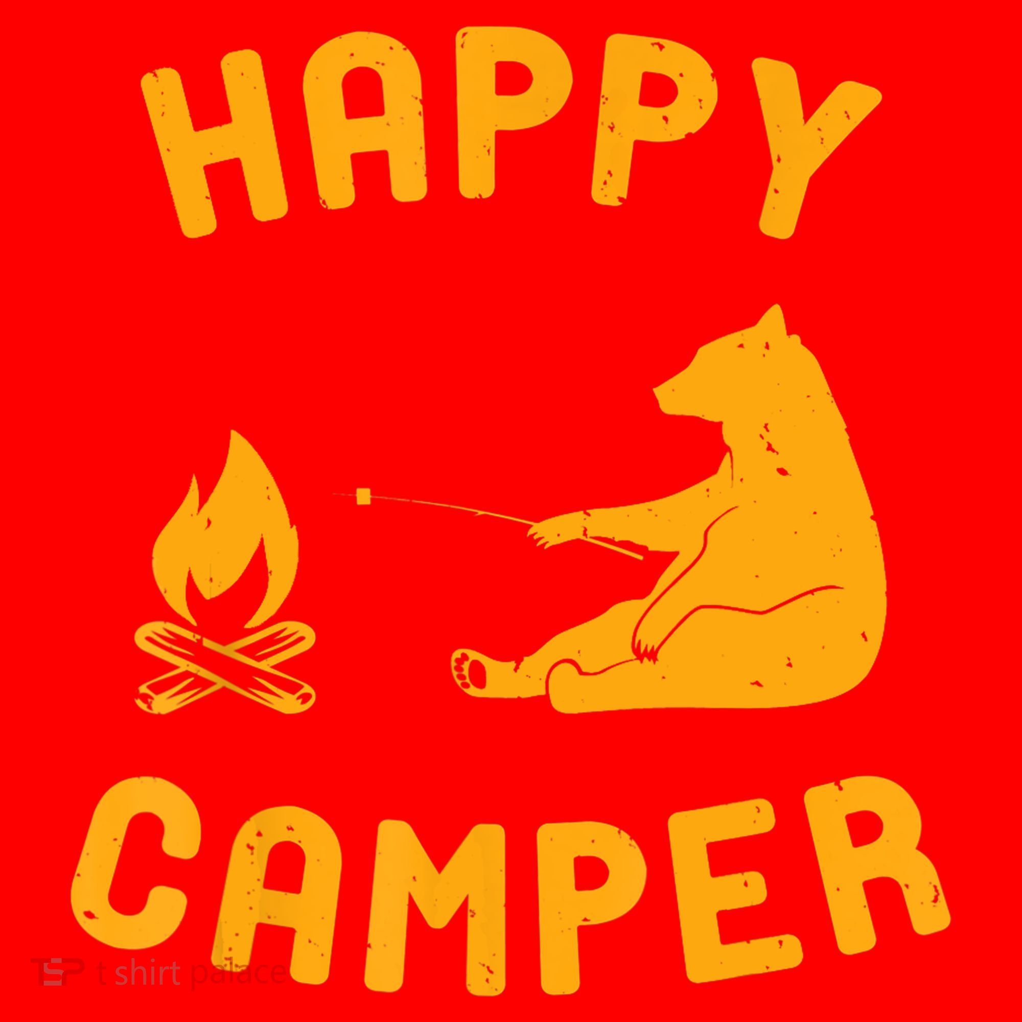 Funny Happy Camper Gift With Bear And Bonfire Gift Santa Hat