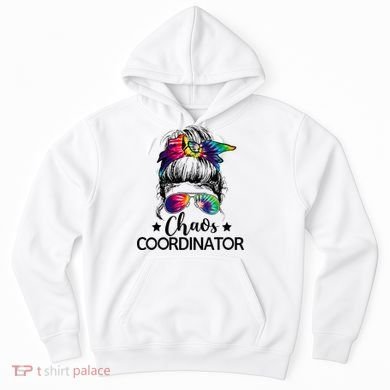 Funny Humor Chaos Coordinator Messy Bun Teachers Boss Women Hoodie