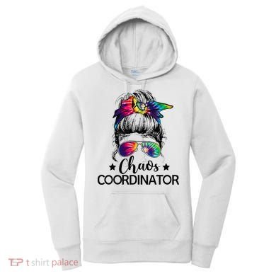 Funny Humor Chaos Coordinator Messy Bun Teachers Boss Women Women's Hoodie