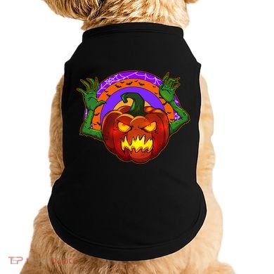 Funny Halloween Creepy Jackolantern Pumpkin Doggie Tank