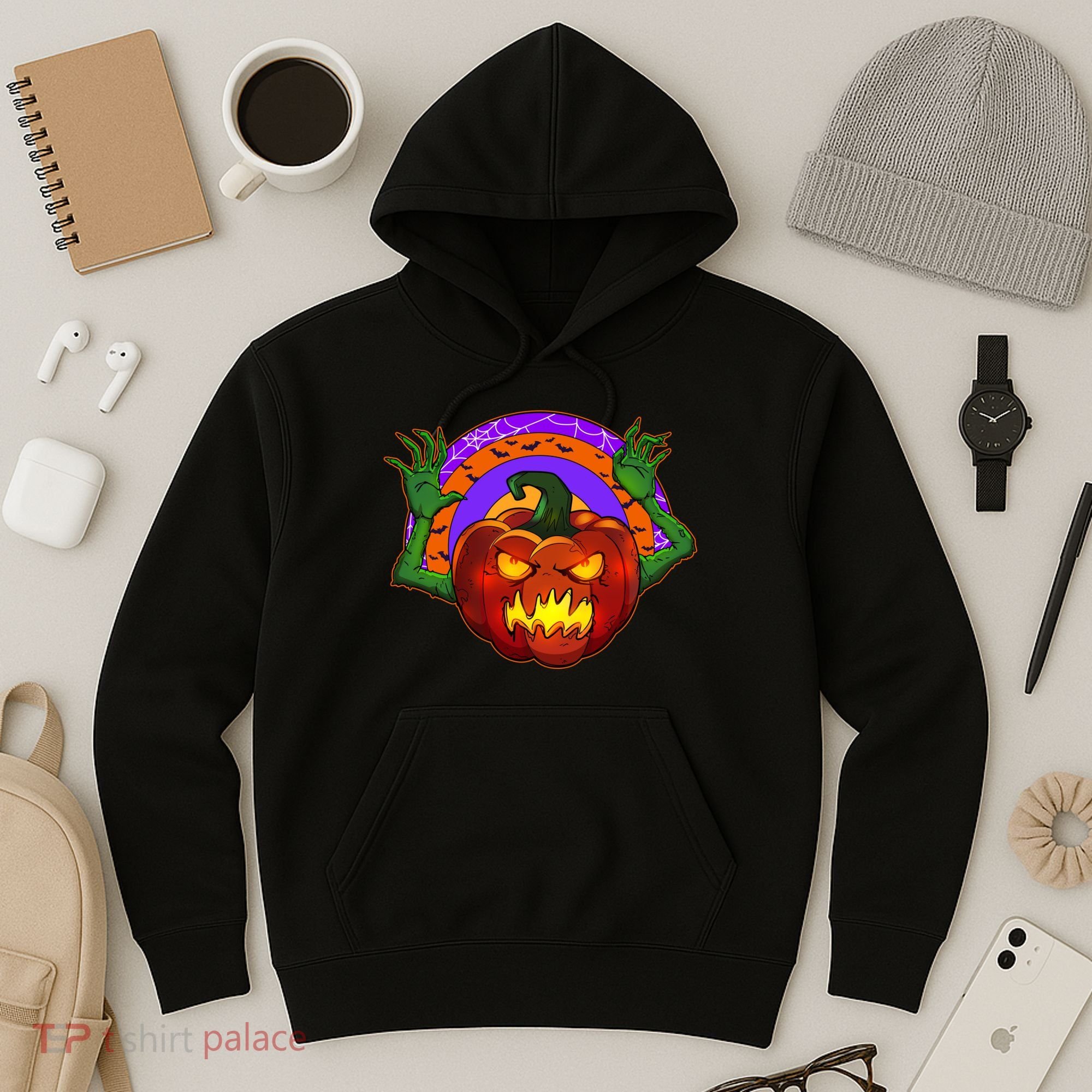 Funny Halloween Creepy Jackolantern Pumpkin Hoodie