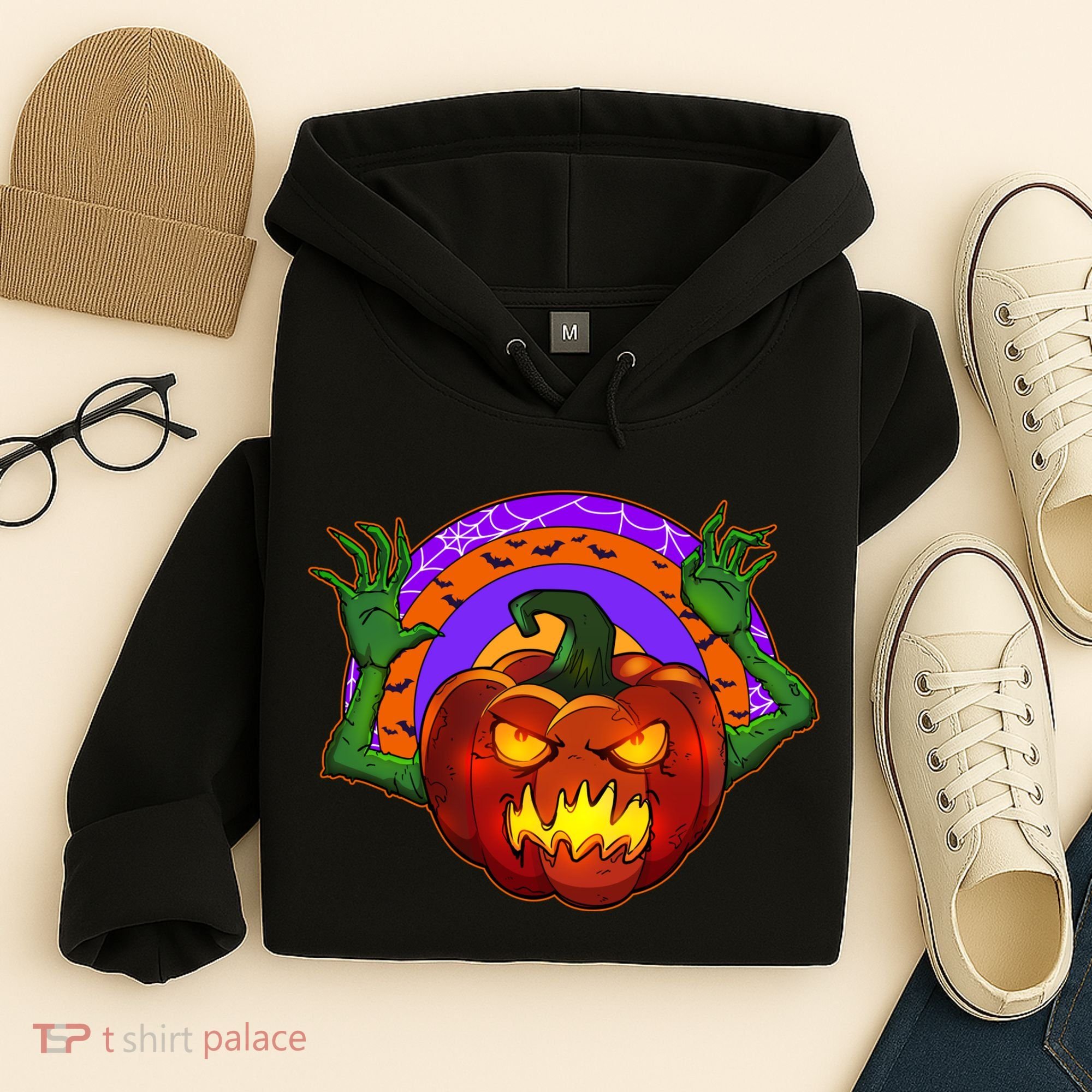 Funny Halloween Creepy Jackolantern Pumpkin Hoodie