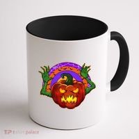 Funny Halloween Creepy Jackolantern Pumpkin Coffee Mug thumb 1
