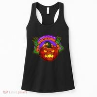 Funny Halloween Creepy Jackolantern Pumpkin Women's Tank Top thumb 0