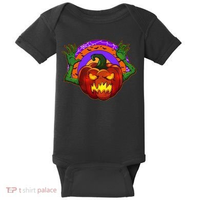 Funny Halloween Creepy Jackolantern Pumpkin Baby Bodysuit