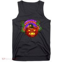Funny Halloween Creepy Jackolantern Pumpkin Tank Top thumb 0