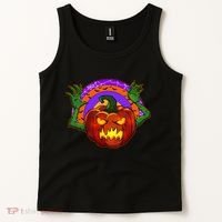 Funny Halloween Creepy Jackolantern Pumpkin Tank Top thumb 2