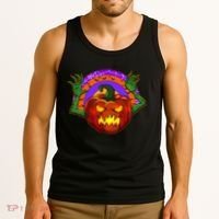 Funny Halloween Creepy Jackolantern Pumpkin Tank Top thumb 3