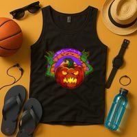 Funny Halloween Creepy Jackolantern Pumpkin Tank Top thumb 4