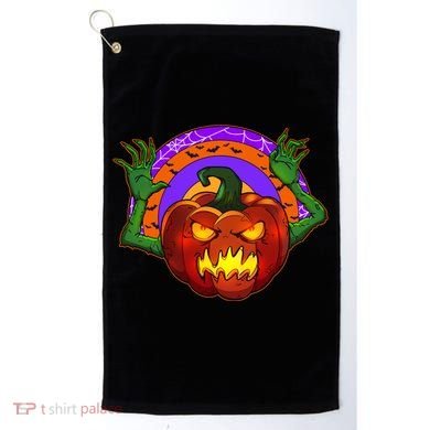 Funny Halloween Creepy Jackolantern Pumpkin Golf Towel