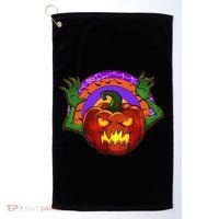 Funny Halloween Creepy Jackolantern Pumpkin Golf Towel thumb 0