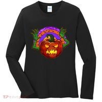 Funny Halloween Creepy Jackolantern Pumpkin Women's Long Sleeve Shirt thumb 0