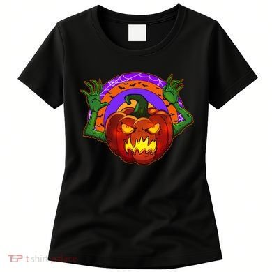 Funny Halloween Creepy Jackolantern Pumpkin Women's T-Shirt