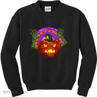 Funny Halloween Creepy Jackolantern Pumpkin Kids Sweatshirt thumb 0