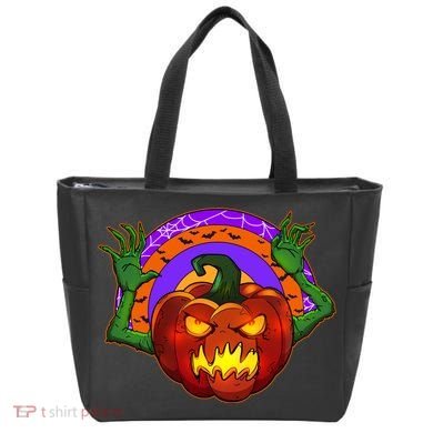 Funny Halloween Creepy Jackolantern Pumpkin Tote Bag