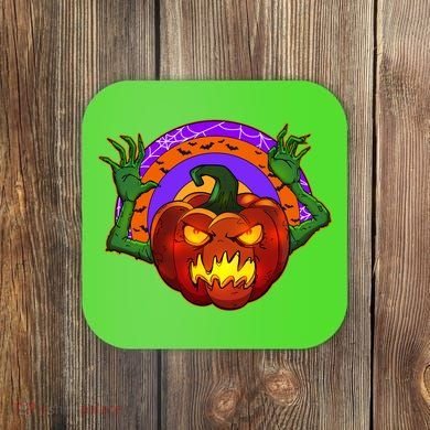 Funny Halloween Creepy Jackolantern Pumpkin Coaster