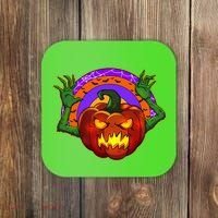 Funny Halloween Creepy Jackolantern Pumpkin Coaster thumb 0