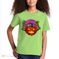 Funny Halloween Creepy Jackolantern Pumpkin Kids T-Shirt thumb 2