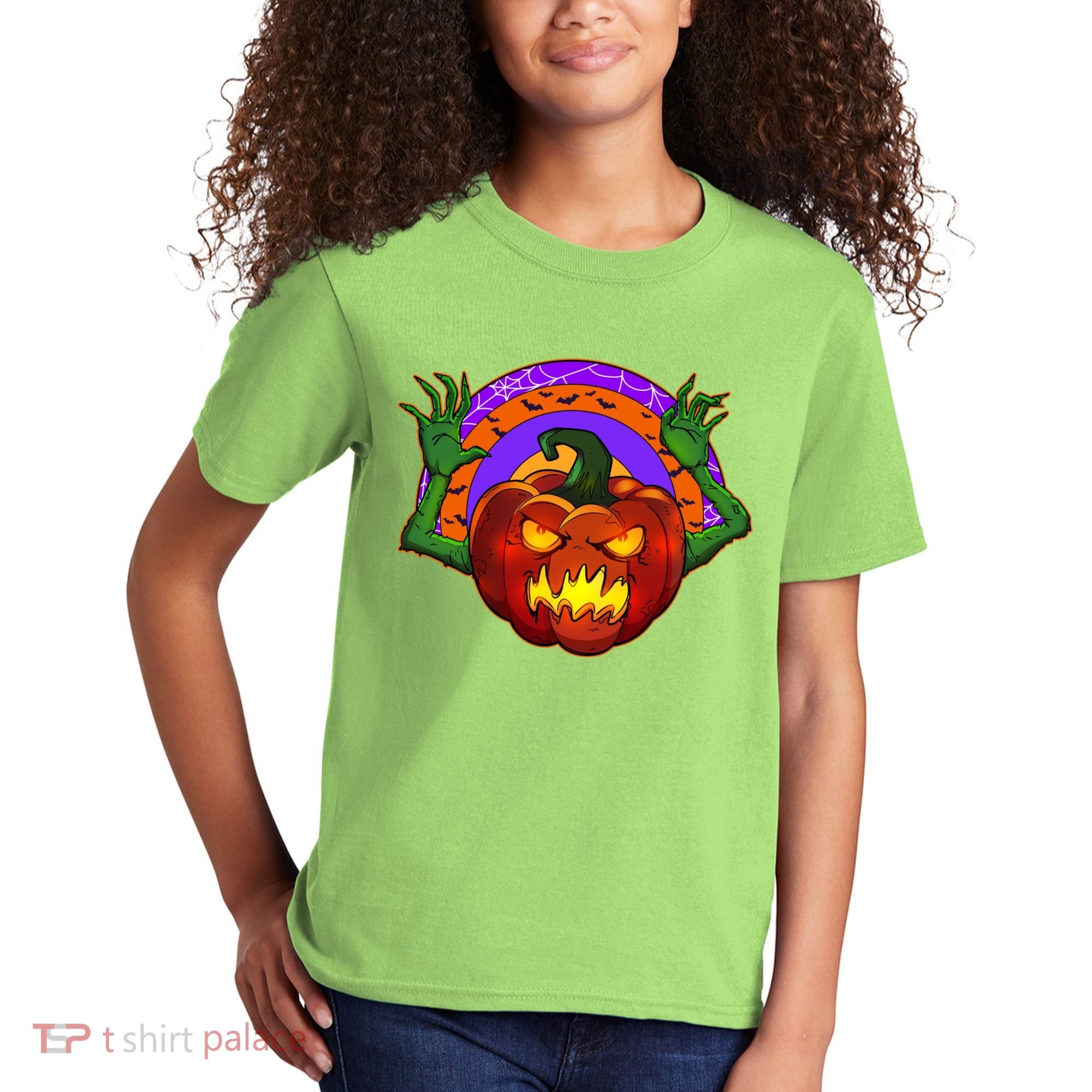 Funny Halloween Creepy Jackolantern Pumpkin Kids T-Shirt