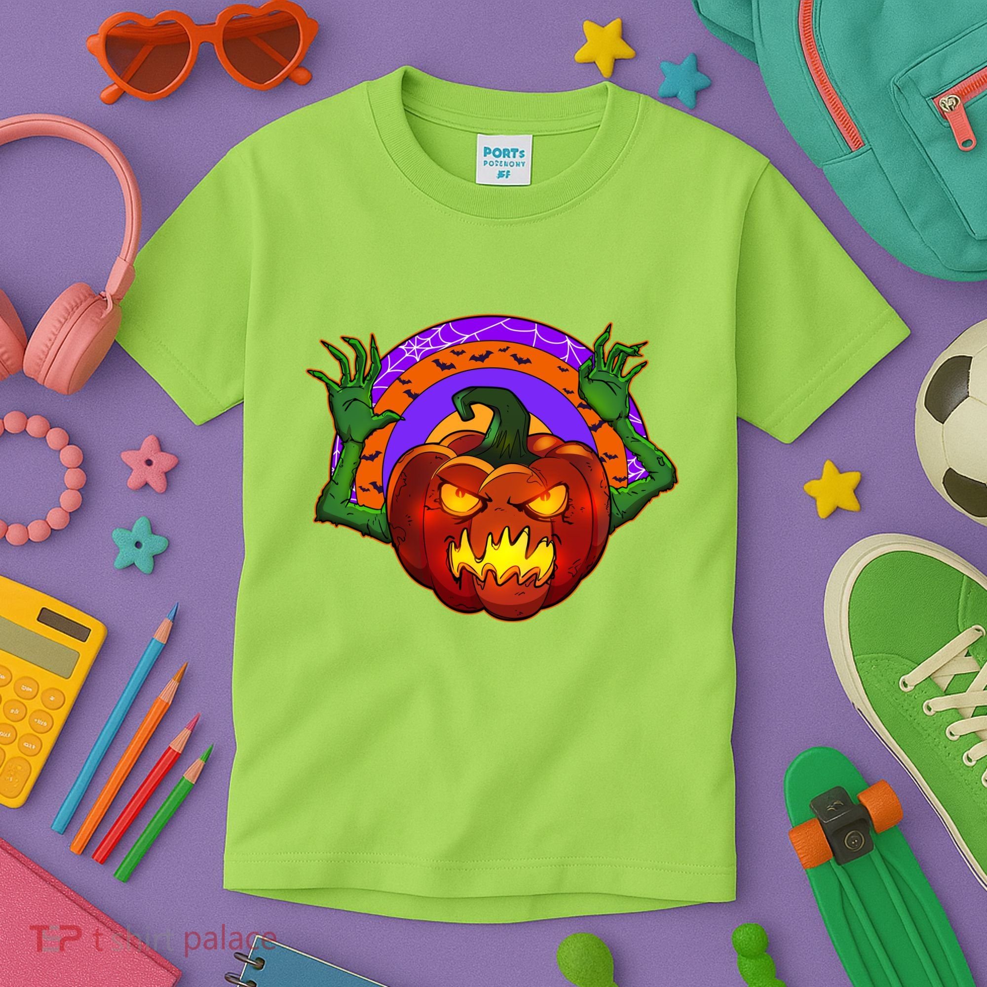 Funny Halloween Creepy Jackolantern Pumpkin Kids T-Shirt
