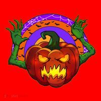 Funny Halloween Creepy Jackolantern Pumpkin Santa Hat thumb 1