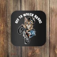 Funny Hiphop Cat Off To Wreck Havoc Coaster thumb 0