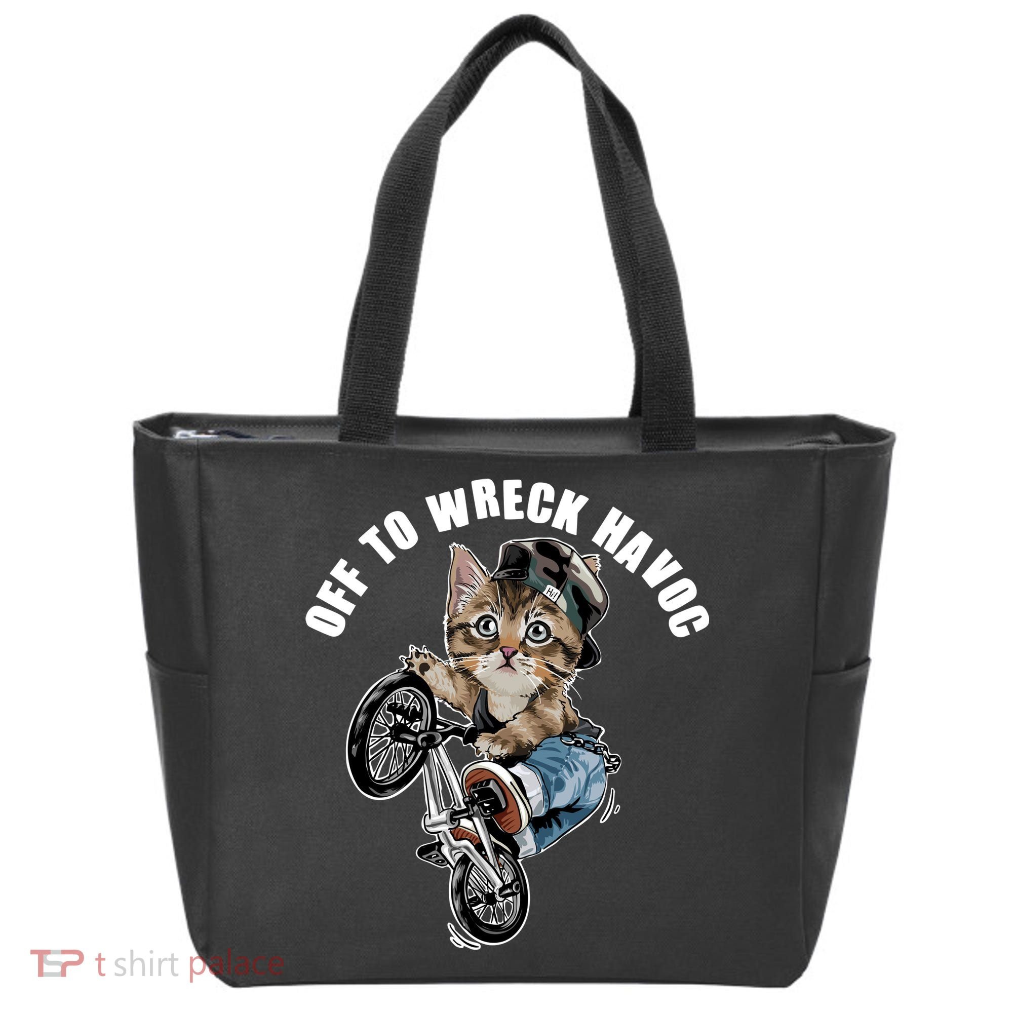 Funny Hiphop Cat Off To Wreck Havoc Tote Bag