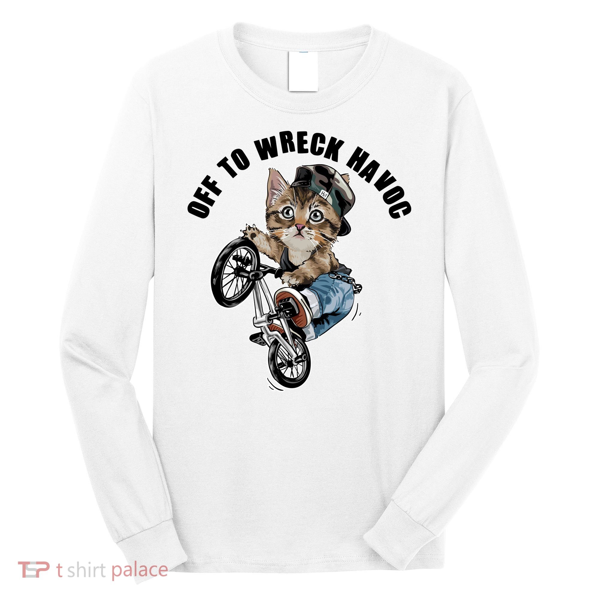 Funny Hiphop Cat Off To Wreck Havoc Long Sleeve Shirt