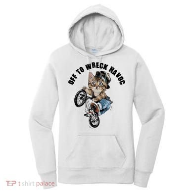 Funny Hiphop Cat Off To Wreck Havoc Women's Hoodie