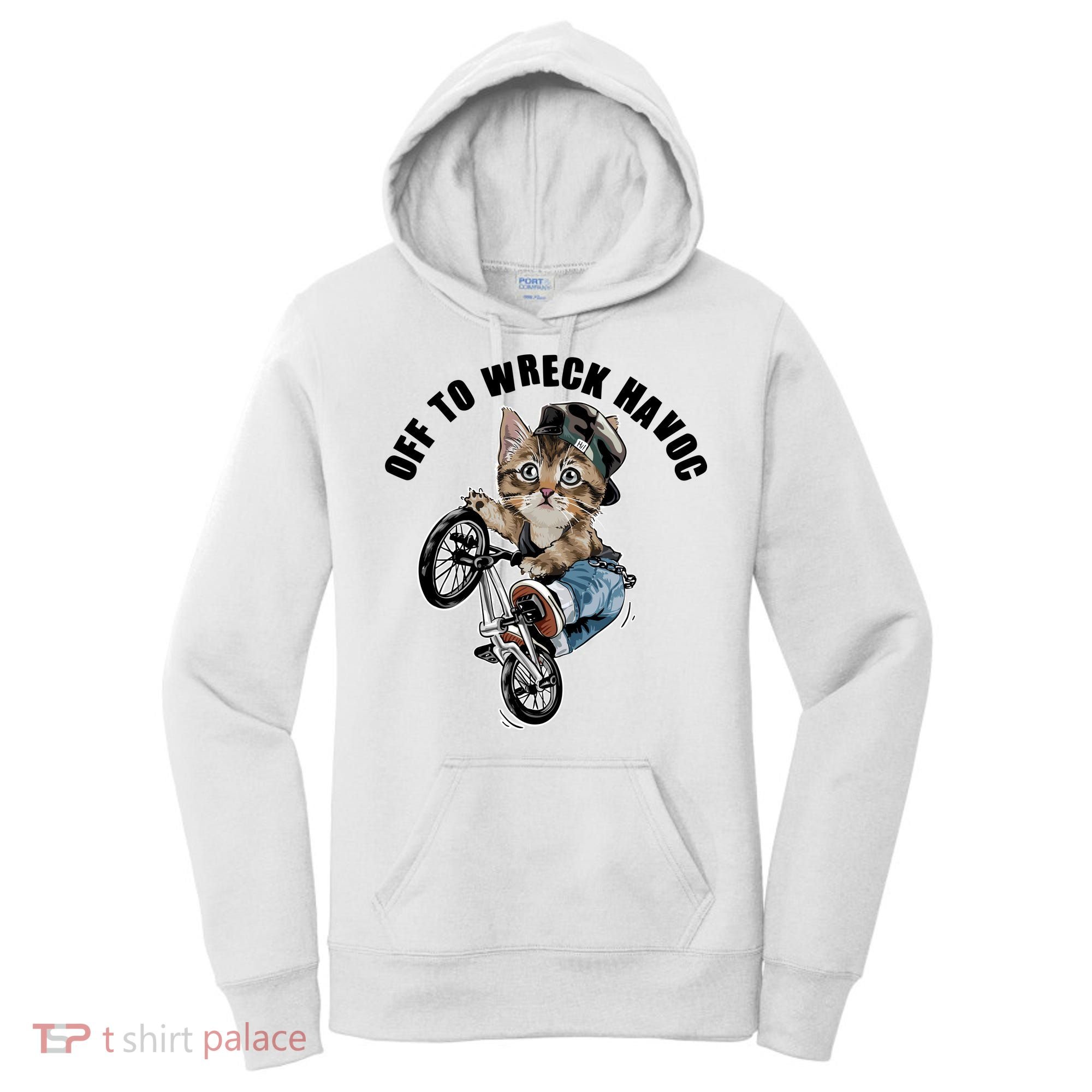 Funny Hiphop Cat Off To Wreck Havoc Women's Hoodie